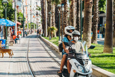Antalya, Turkey - 12 August 2021: Streets of the Turkish city of Antalya in the summer. Tourist town and resort center with landmarksのeditorial素材