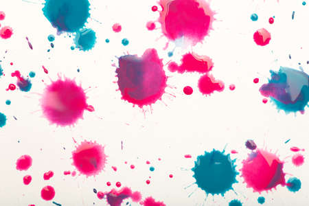 Watercolor background. Colored brush strokes of watercolor paint on white paper.の写真素材