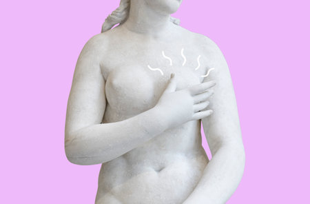 Womens health concept background. Breast Cancer Awareness Month. Diseases of women, treatment and preventionの写真素材