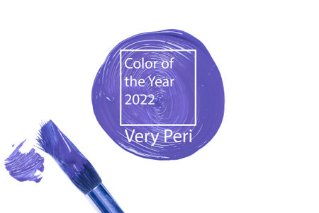 Color of the year 2022 background. Lavender new trend color on white background. Texture paint smear