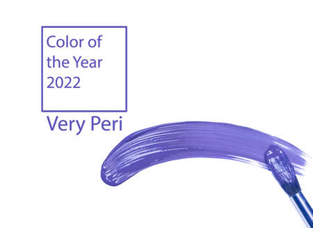 Color of the year 2022 background. Lavender new trend color on white background. Texture paint smearの写真素材