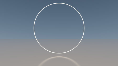 3d podium background. A futuristic abstract background with a white blank circle in the water and bright lighting.の写真素材