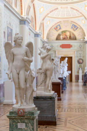 St. Petersburg, Russia - 1 November 2021: Hermitage Museum of Art in St. Petersburg. Classical antique marble sculptures from ancient Greek and Roman culture.のeditorial素材