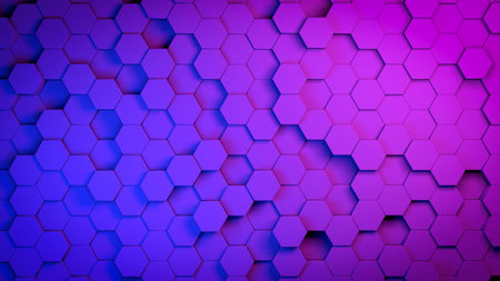 3d hexagon abstract background. Colored grid honeycomb texture digital futuristic surface....