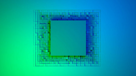 3d cube abstract background. Colored grid cubes texture digital futuristic surface. Technology,...