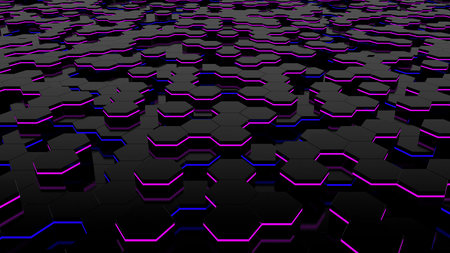 3d hexagon abstract background. Colored grid honeycomb texture digital futuristic surface....