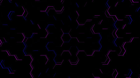 3d neon grid of honeycombs on a colored gradient background. Digital network computer background