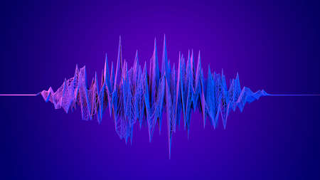 3d abstract sound wave background. Digital technology waveform on empty backdrop. Science, big data, network conceptの写真素材