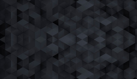 3d cubes abstract background. Black isometric digital technology futuristic blocks on dark surface.