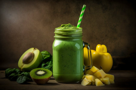 Green smoothie. Created with generative Ai technology. High quality illustrationの素材