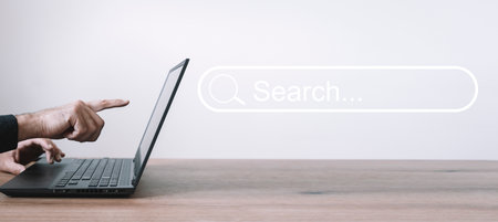 Internet search concept. User uses a computer with the Internet.の写真素材