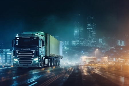 Trucks with cargo. Created with generative Ai technologyの素材