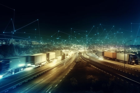 Trucks with cargo. Created with generative Ai technologyの素材