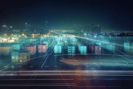 Trucks with cargo. Created with generative Ai technologyの素材