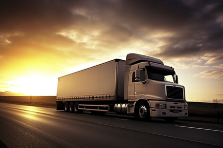 Trucks with cargo. Created with generative Ai technologyの素材