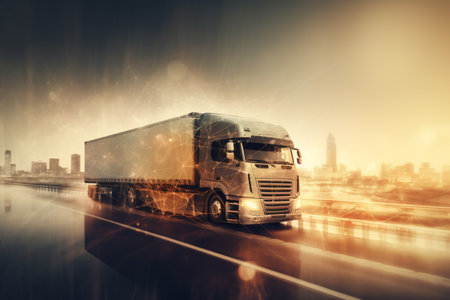 Trucks with cargo. Created with generative Ai technology. High quality illustrationの素材