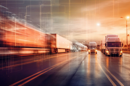 Trucks with cargo. Created with generative Ai technology. High quality illustrationの素材