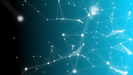 Technology digital abstract background. 3d Network particles and plexus wave. Ai, big data, science...