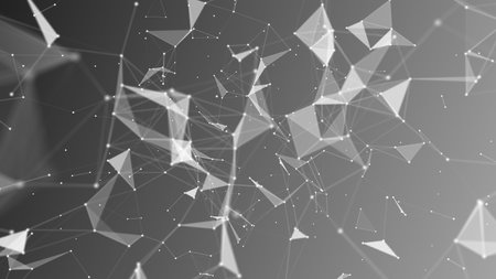 Technology digital abstract background. 3d Network particles and plexus wave. Ai, big data, science concept.の写真素材
