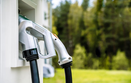Charging station for electric cars. Types and connectors of ports for charging vehicles.