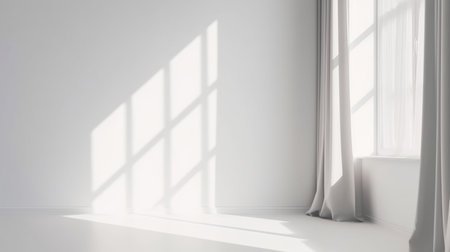 Empty white sunny room. Created with generative Ai technology. High quality illustrationの素材