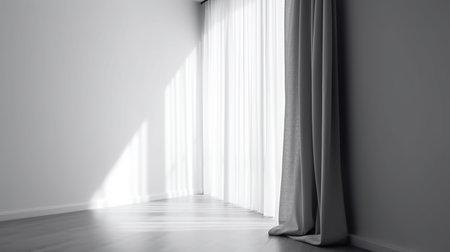 Empty white sunny room. Created with generative Ai technology. High quality illustrationの素材