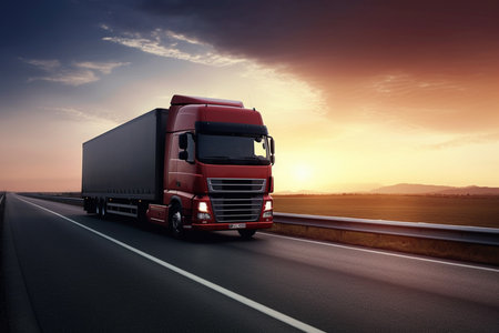 Trucks with cargo. Created with generative Ai technologyの素材