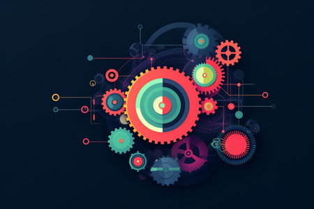 Gears background. Created with generative Ai technology.の素材