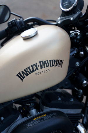 San Francisco, USA - September 1, 2023: Harley Davidson motorcycle. Modern motorcycle of the American brand Harley Davidsonのeditorial素材