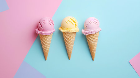 Ice cream bright background.の素材