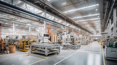 Factory workshop with machinesの素材