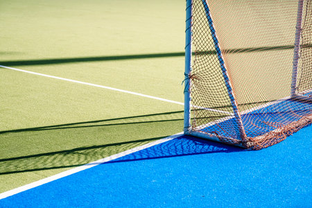 Sports court banner background. Colored artificial turf court in the stadiumの写真素材