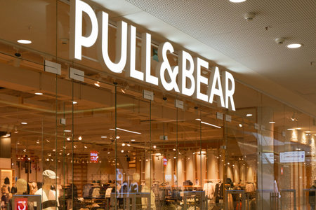 Warsaw, Poland - 17 March 2024: Pull and Bear shop outlet store. Brand Pull and Bear company