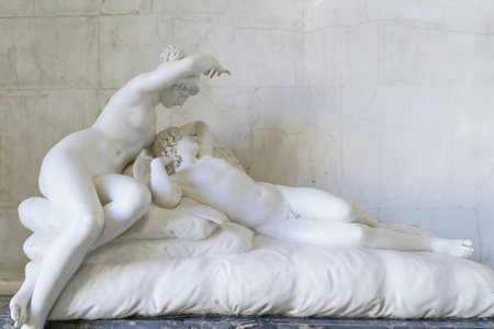 St. Petersburg, Russia - 10 March 2024: Hermitage Museum of Art in St. Petersburg. Classical antique marble sculptures from ancient Greek and Roman culture.のeditorial素材
