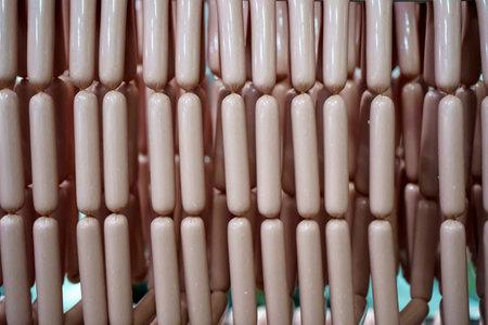 Production of meat sausages. Meat factory and industry.の写真素材