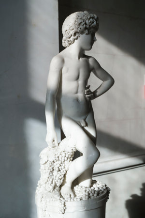 St. Petersburg, Russia - 1 November 2021: Hermitage Museum of Art in St. Petersburg. Classical antique marble sculptures from ancient Greek and Roman culture.のeditorial素材
