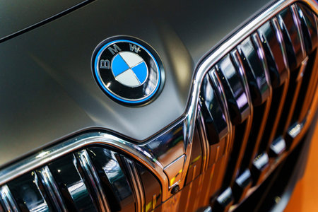 Munich, Germany - May 15, 2024: BMW luxury car on car BMW shop