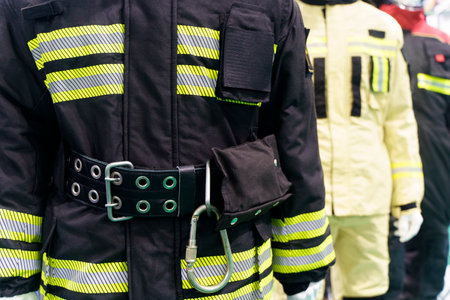 Firefighter uniform. Wealthy clothes for a rescuerの写真素材