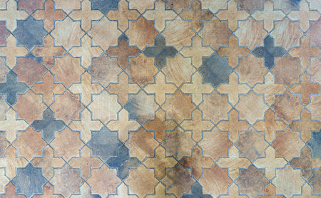 Vintage Old Ceramic Tile For Interior. Clay Craft Tile In Retro Country rustic House Styleの写真素材