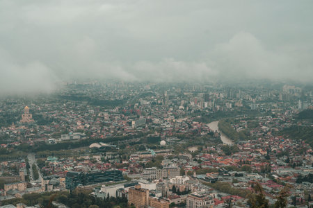 Tbilisi panorama from above. Tbilisi cityscape, Georgiaの写真素材