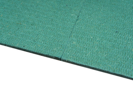 Pine Wood Fiber Underlayment for Laminate Flooring Isolated on White Backgroundの写真素材