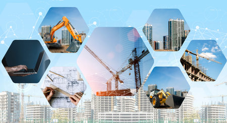 Modern Construction Technology and Development Concept background