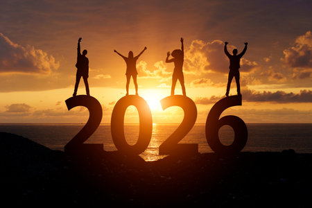 Motivational New Year 2026 Celebration at Sunset