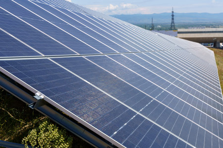 Solar Panels in Summer. Clean Renewable Energy