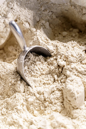 Almond flour from almonds for baking and desserts in cookingの写真素材