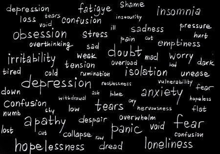 Depression and Burnout Words Collage. Mental Health Awareness Conceptの写真素材