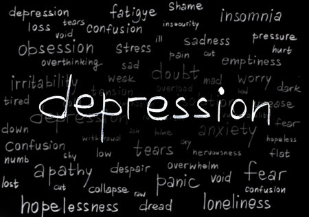 Depression and Burnout Words Collage. Mental Health Awareness Conceptの写真素材
