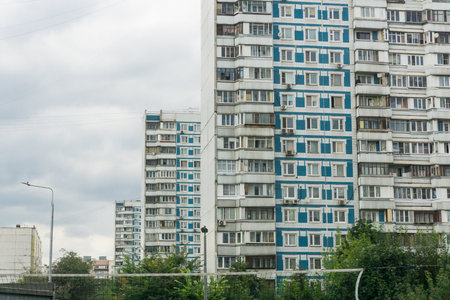 Typical Soviet Panel Apartment Building in Moscow Suburbsの写真素材