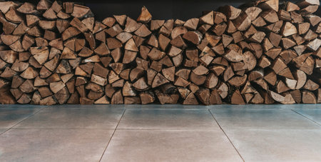 Stacked Firewood Texture wooden background