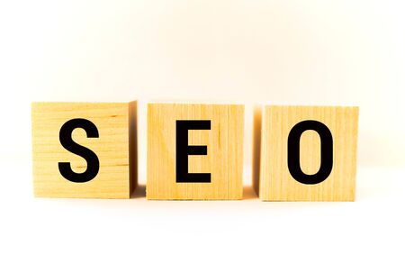 Seo word collected of wooden elements with the lettersの写真素材